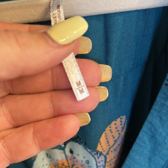 Free People Teal Floral Tuscan Dreams tunic mini dress / tunic top long sleeve M - Picture 4 of 16